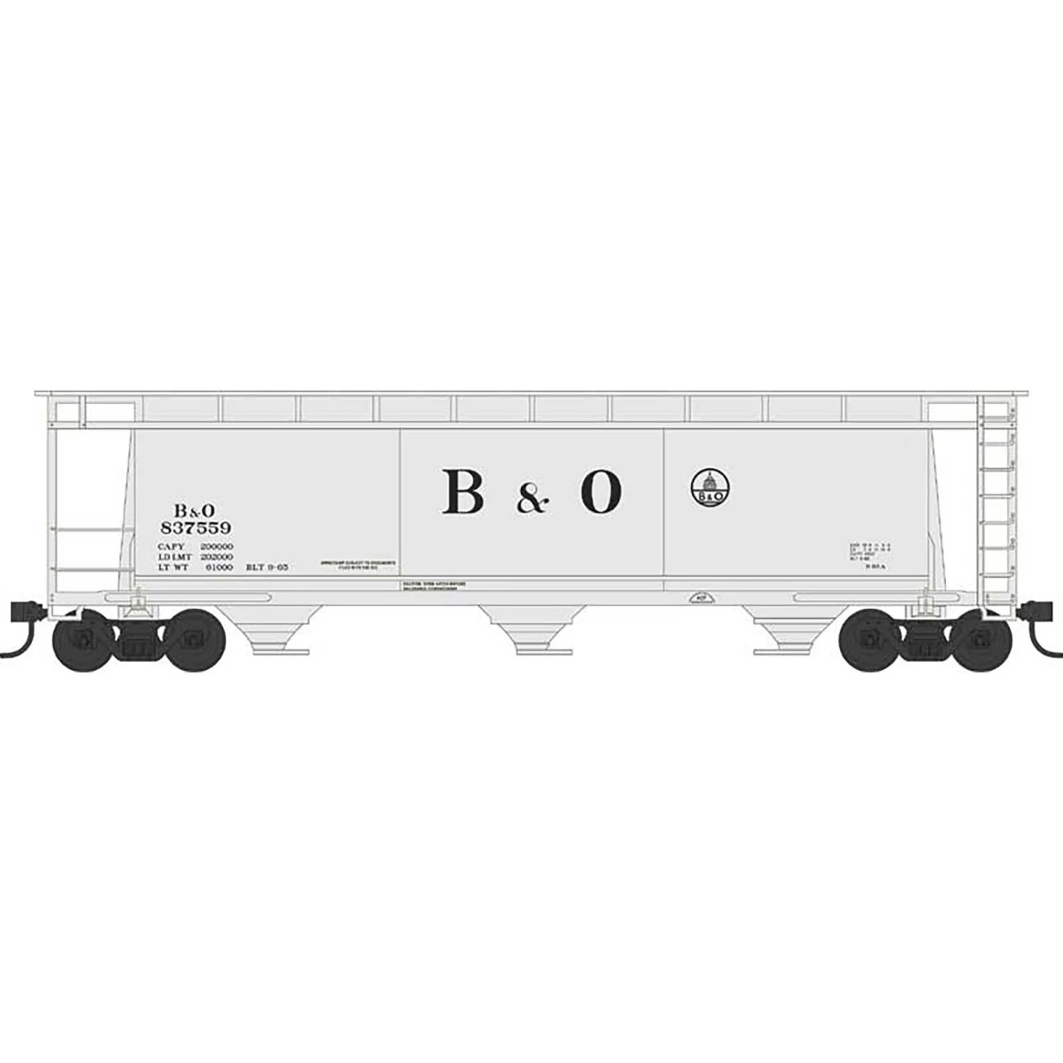 Bowser Manufacturing Co., Inc. N Scale Cylindrical Hopper Baltimore & Ohio 837559 1 Bowser Manufacturing Co., Inc. N Scale Cylindrical Hopper Baltimore & Ohio 837559