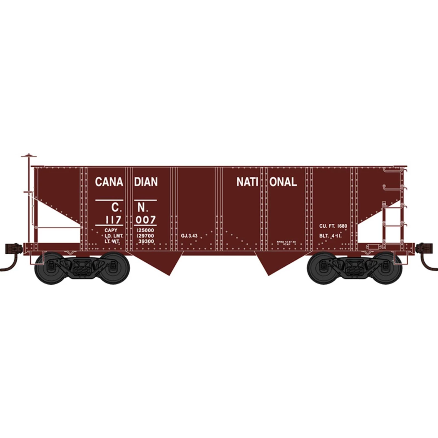 Bowser Manufacturing Co., Inc. GLa 2Bay Covered Hopper Car RTR HO CN #117133 1 Bowser Manufacturing Co., Inc. GLa 2Bay Covered Hopper Car RTR HO CN #117133